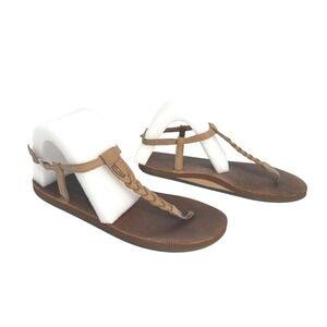 RainBow Women's Braided Ankle‎ T-Street Brown Leather Sandal XL sz 10